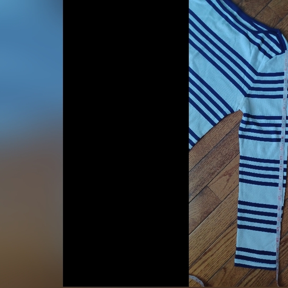 Old Navy Nautical Blue White Striped Boat Neck Long Sleeve T-shirt Sz M - Picture 6 of 9